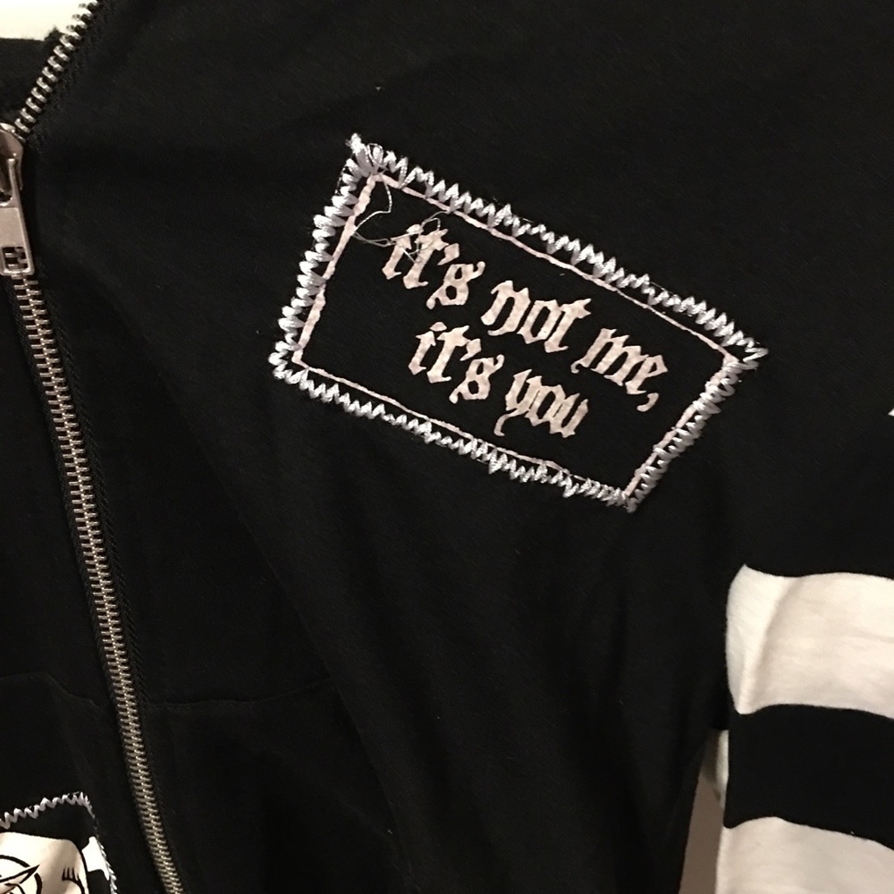 Widow Striped Zip-Front Hoodie - Picture 4 of 6